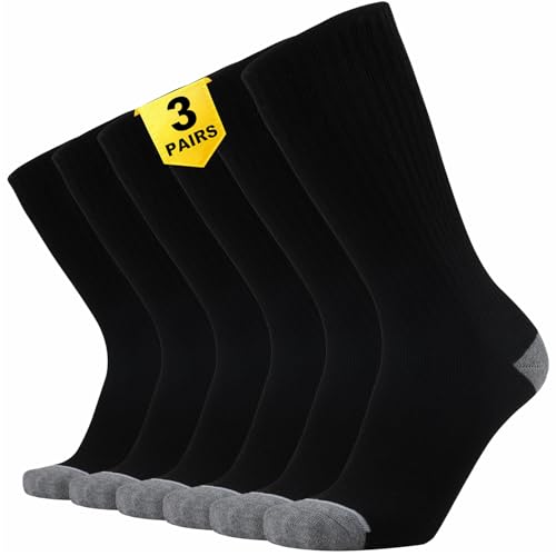 Image of ONKE Athletic Work Socks for Men Women Heavy Cushion Crew Moisture Wicking | Cotton, Max Full Cushion, Odor Control, Breathable, Comfortable, Durability, Anti Blister, Arch Support, Size M /L /XL 3 /6 Pack