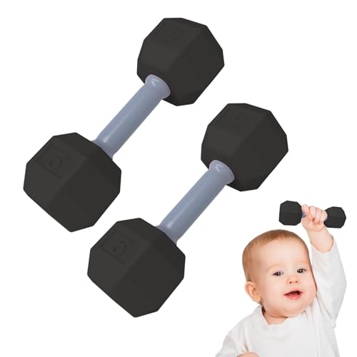 Sonajero con mancuernas para bebé, irrompible, ABS irrompible, accesorio de ejercicio de mano, diseño ligero y duradero, 12 x 4,5 cm | Participa a los niños en el juego, promueve las habilidades