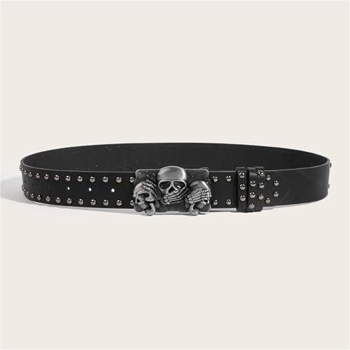 Punk Belt Unisex Fashion Personality Trend All-match Jeans Accessories Black Skull Metal Buckle Pu Girdle Retro Y2k Waistband3