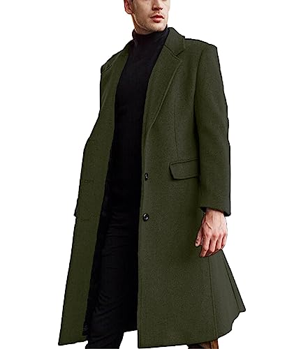 image for SOMTHRON Men's Casual Trench Coat Slim Fit Notched Collar Long Jacket 