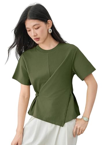 Image of Zilcon Woman Half Sleeve Round Neck Womens Tops Beach Vacation Fashion Clothes Casual Summer Spring Winter Fall Outfits Tops