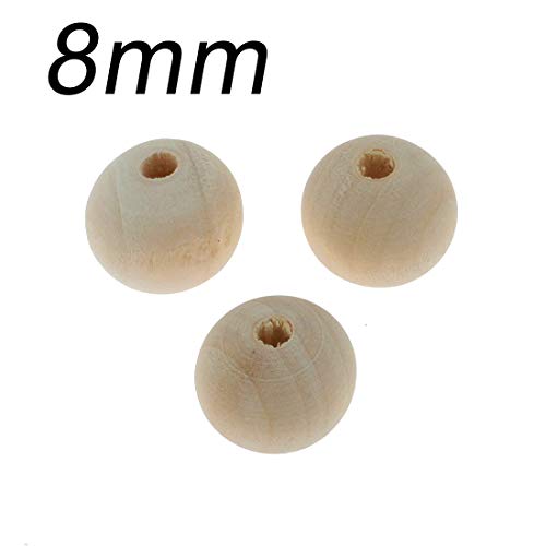 Wooden Beads 6/8/10/12/14/16/18/20 mm Natural Colour Colourless Wooden Balls for Threading Craft Wood with 2~4 mm Hole Spacer Beads (8 mm Pack of 300) - Image 3