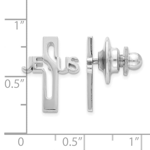 Jewelryweb - 925 Sterling Silver Jesus Cross Tie Tack Lapel Pin - Christian Gifts for Men - Suit Accessories2