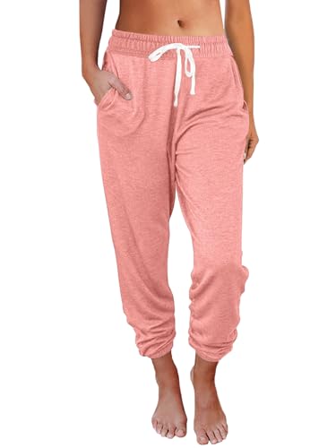 AUTOMET Women‘s High-Waisted Sweatpants with Pockets, Loose Lounge & Pajama Pants for Fall, Winter, Spring Yoga Travel