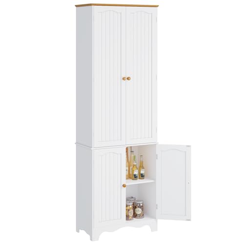 Comparison: Best Colors For Kitchens With White Cabinets 8 Function Home 72" Kitchen Pantry Cabinet, Freestanding Storage Cabinets, Tall Food Pantry with Doors and Adjustable Shelves, Utility Floor Cabinet for Kitchen Dining Room Living Room, White
