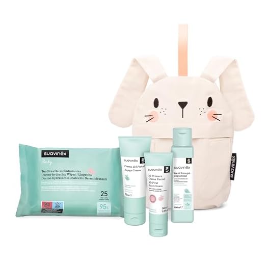 Suavinex, Neceser Bebé, Set Regalo Bebé Recién Nacido con: Crema del Pañal, 75 ml + Gel Champú Espumoso 100 ml + Crema Facial 50 ml + Toallitas Dermohidratantes 25 uds. Formato Viaje, Conejo, Rosa
