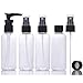 4 Stück Reiseflaschen Set,Verdicktes Plastik auslaufsichere,nachfüllbare,Leere Sprüh/Pumpflaschen mit Deckel und transparenter Tragetasche,80ml Flaschen in Reisegröße für Shampoo,Parfüm