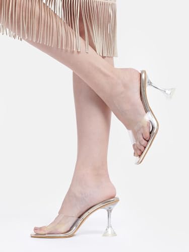Image of AXIUM Transparent (Clear) Hourglass Heels, 3.5Inch