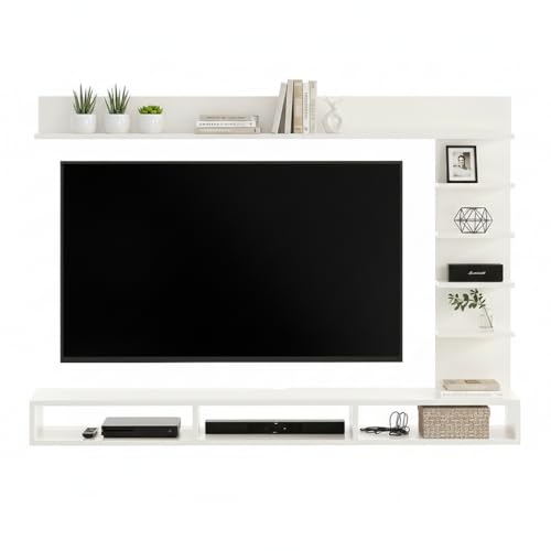 Image of FURNEASER Eplus Engineered Wood Wall Mount TV Unit /TV Stand /TV Cabinet /TV Entertainment Unit /Set Top Box Stand Showcase (Ideal for 50-55 Inch) (D.I.Y) (White)