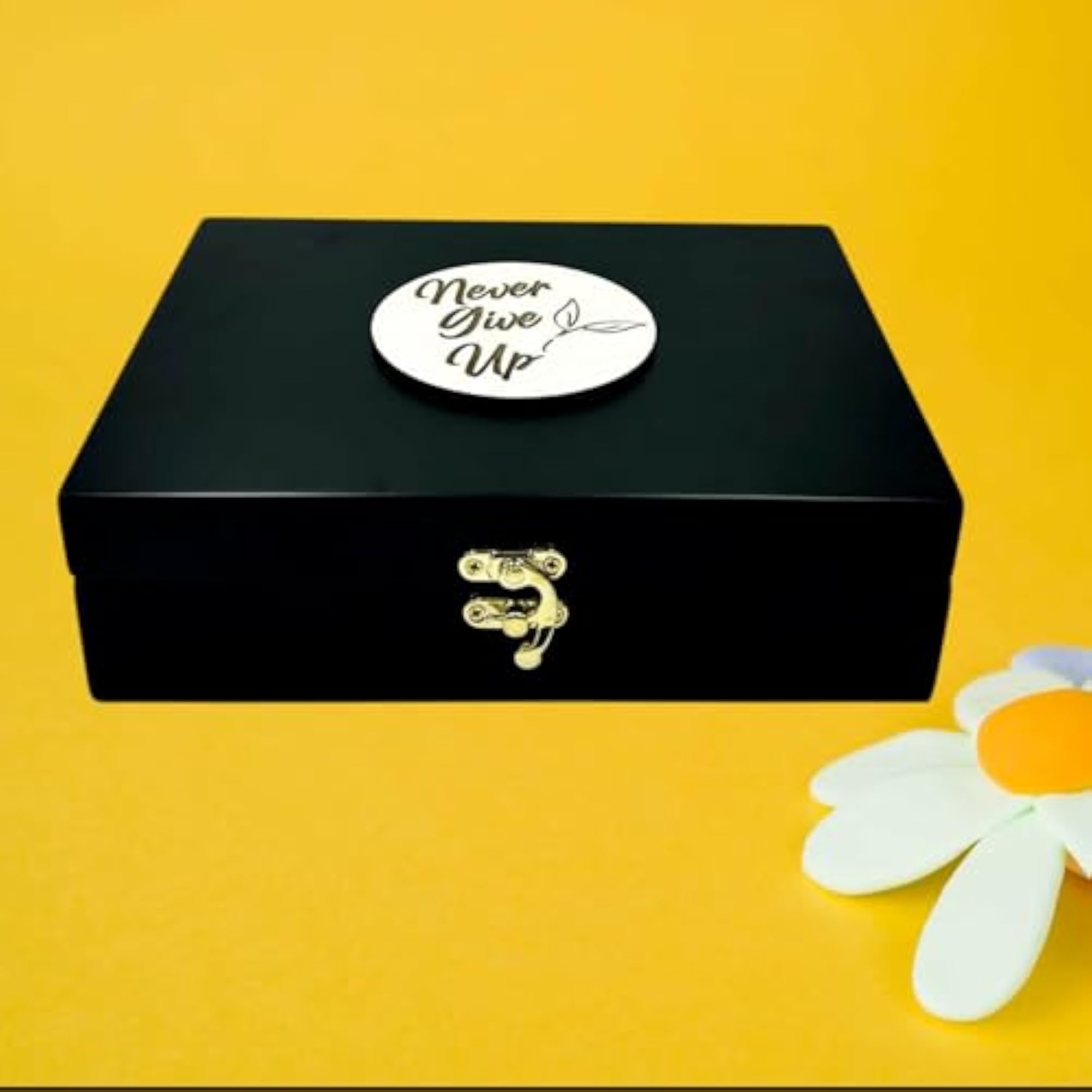 Elegant Black Wooden Storage Box with Velvet Interior