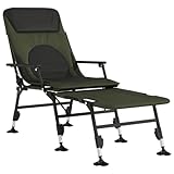 vidaXL Angelliege, Campingliege mit Verstellbaren Schlammbeinen, Klappbar Karpfenliege für Außenbereich, Klappliege Feldbett, Grün