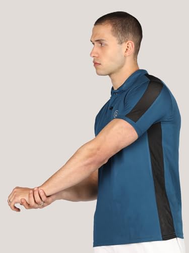 Image of CHKOKKO Men's Active Sports Wear Polo Half Sleeve Gym Tshirt with Button Collar Quick Dry Breathable Perfect for Workout Running Regular Fit Pack of 2