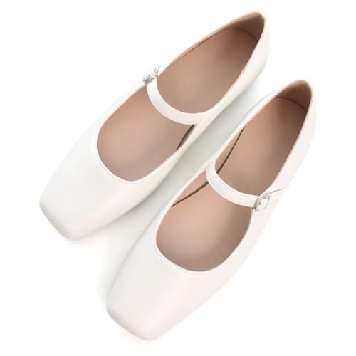 Image of TN TANGNEST Leather Flats for Women Retro Mary Jane Flats