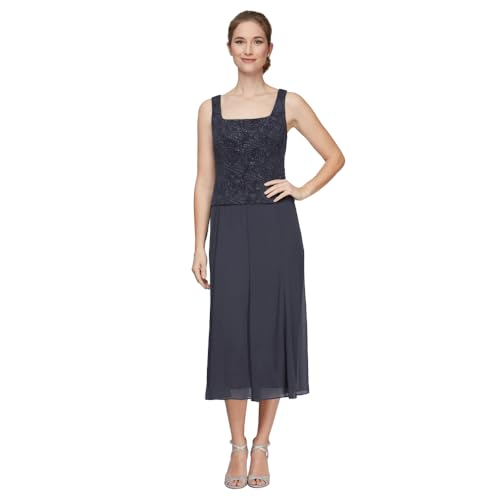 Image of Alex Evenings Women's Tea Length Jacket Dress, Perfect for Weddings, Formal Events (Petite and Regular Sizes)
