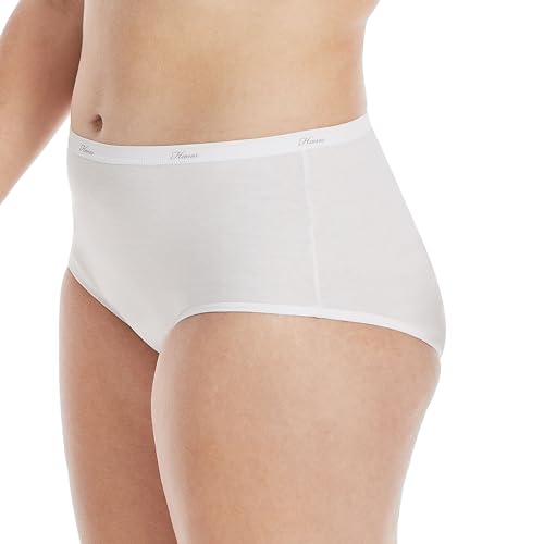 Image of Hanes Women's Cotton Briefs 6 Pack - White, Size 6