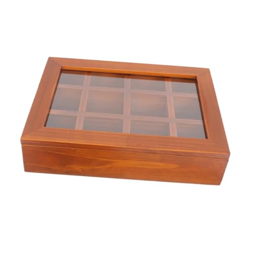 BIUDECO 格仕切り付きティーバッグ収納ボックス 木製 透明アクリル製 軽量ポータブル 茶包整理用 大容量 食品対応再利用可能ケース