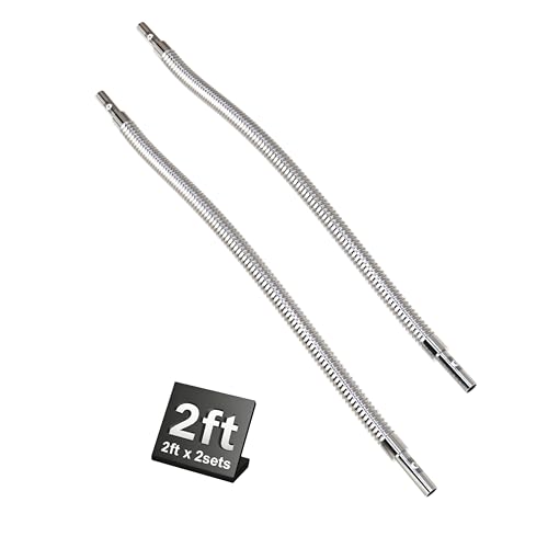 Image of 1 /4 inch OD tube weldable end, small Size Bellow Hose fit swagelok Compression Fittings (tube ending = 1 /4 inch, end to end length = 2 feet / 2ft, Pack of 2pcs)