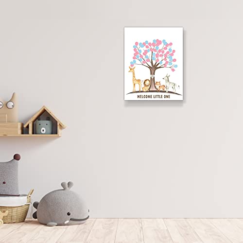 Gender Reveal Fingerprint Tree with Safari Animals, Baby Shower Guest Book Party Ideas, Gender Reveal Party Ideas, Gender Reveal Keepsake, Canvas Decoration