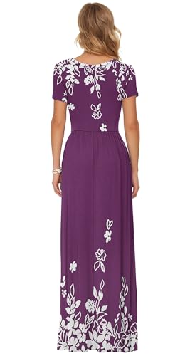 Image of AUSELILY Women's Classic Short Sleeve Loose Plain Casual Long Maxi Dresses for Women 2026