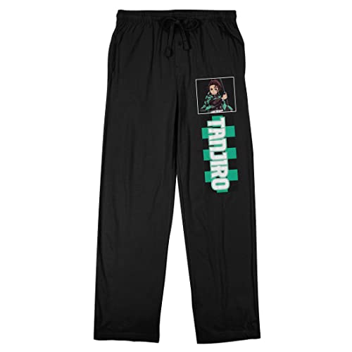 Demon Slayer Tanjiro Men's Black Drawstring Sleep Pants