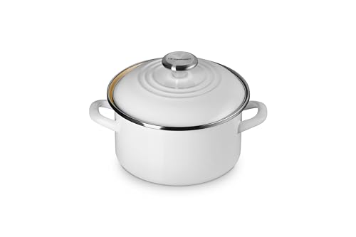Le Creuset Traditioneller kleiner Suppentopf aus Emaille auf Stahl, 3,8 l, Weiß