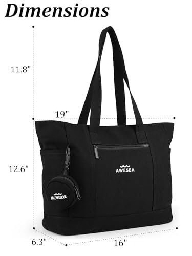 Large Canvas Tote Bag for Women - Durable Tote bags with interior Pocket and Zipper perfect for Travel and Daily Use4
