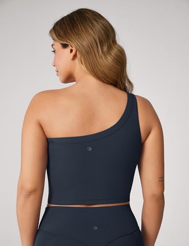 Hugcurve Detachable Shoulder Strap Longline Sports Bra for Women One Shoulder Workout Tank Crop Tops Built in Bra3