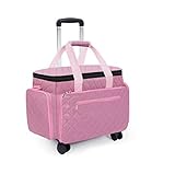 Sewing Machine Case with Wheels Sewing Bag Rolling Sewing Machine with Diamond Quilt Design Removable Trolley Multidirectional Wheels Travel Tote Cases Compatible with Brother Singer Machines