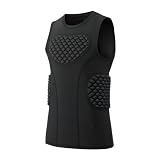 Topeter Protezione per petto da baseball, maglia a compressione imbottita con cuore e protezione per sterno per softball, rugby, colore nero, XS