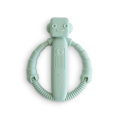 Image of mushie Silicone Baby Robot Rattle Teether Toy