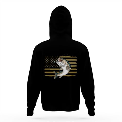 Fishing US American Flag Bass Fish Fisherman Youth Hoodie with Kangaroo Pocket and Stylish Design4