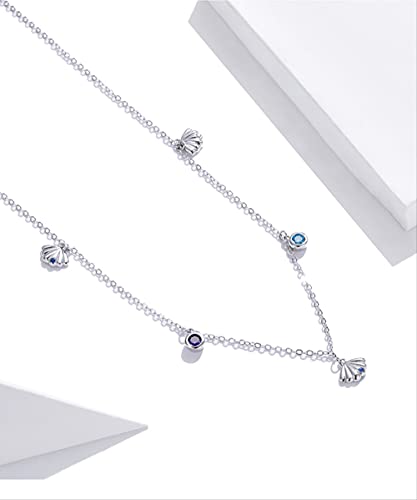 Collier coquillage bleu idée cadeau anniversaire fille
