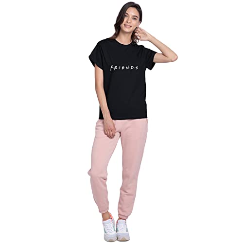 Image of Bewakoof Women's Typography 100% Cotton T-Shirt - Boyfriend Fit, Round Neck, Half Sleeves
