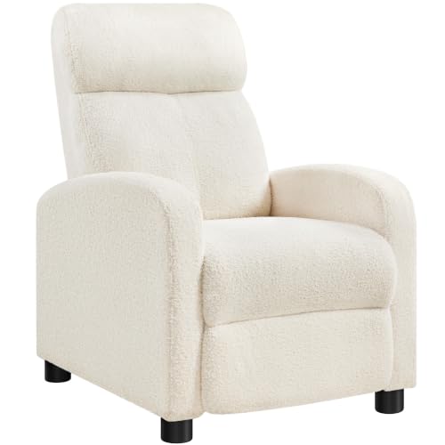 Yaheetech Fabric Recliner Chair Single Sofa Home Theater Seatting Adjustable Modern Single Reclining Chair for Living Room Bedroom Home Theater Ivory