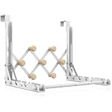 FYY ドア掛けフックハンガー、折りたたみ式ドアタオルラック多機能拡張可能衣類乾燥ロッド、7つのフック付き、タオルやコート、衣類を吊り下げ、寝室、寮、浴室、洗濯に。