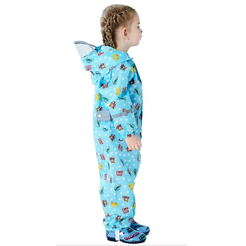 Image of Boys Girls Toddler Rainsuit Kids Waterproof Coverall One Piece Rain Suit