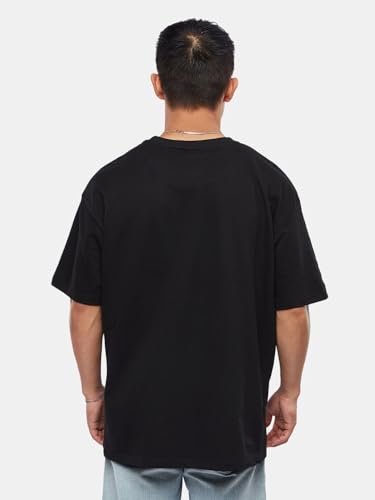 Image of crazymonk Oversized Baggy Fit Drop Shoulder Half Sleeves Round Neck Solid Pure Cotton T-Shirt for Men