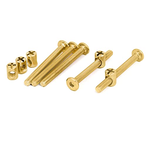 Image of Rely⇒VP INDUSTRIES (Combo Set -10 Pcs) M6x60 mm JCB Bolt with Barrel Nut Carbon Steel |Furniture Screw Fastener Bolts with Barrel Nuts Dowel Nut Connector for Joining Wood Boards, Cabinets,& Beds.