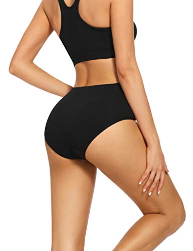 Image of POKARLA Women's Cotton Stretch Underwear Briefs Ladies Mid Rise No Muffin Top Hipster Panties Multipack