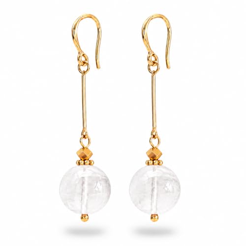 Natural White Quartz Earrings for Women Crystal Dangle Drop Jewelry Gift - image 1