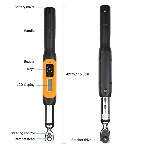 Tomshin Chave de torque digital de 3/8 polegadas Chave de torque eletrônica com campainha e alarme L
