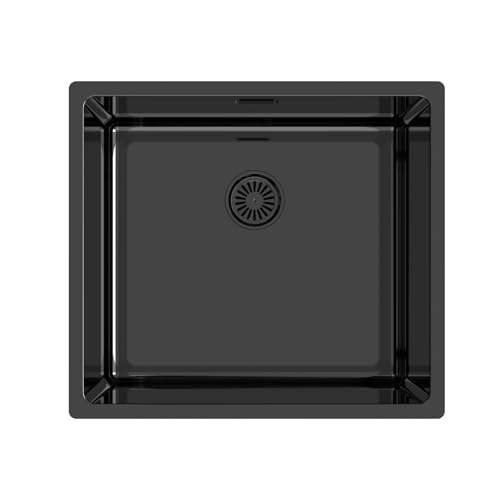 Edesa Fregadero Cocina Bajo Encimera 1 Cubeta Cuadrada FUJI BE 45X40 cm Acero Inoxidable Profundidad 18 cm Fondo Absorbente Accesorios Incluidos Color negro