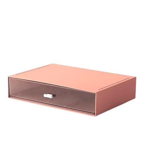 卓上小物ケース 小物入れ引き出し レターケース 書類ケース 収納ボックス 小物収納ボックス 透明 卓上 文房具 化粧品 事務用品 (A,ピンク)
