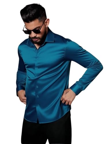 Image of IndoPrimo Men's Stylish Solid Satin Casual Shirt for Men Full Sleeve