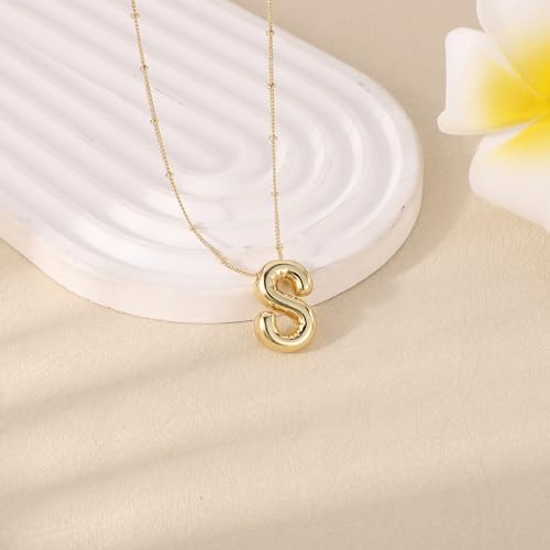 BOXOB Necklace, 14k Gold Plated Balloon Initial Necklace Personalized Balloon Alphabet Pendant Necklaces Jewelry Gift for Women Girls4