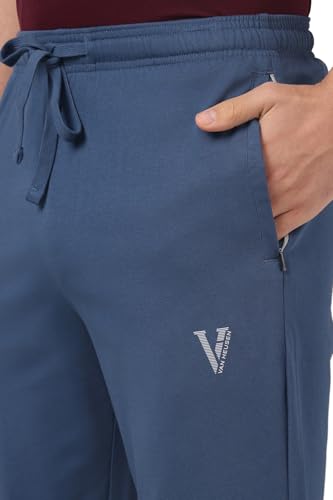 Image of Van Heusen Men Solid Regular Fit Trackpant - Zipper Pocket, Elasticated Waistband with Adjustable Drawstring