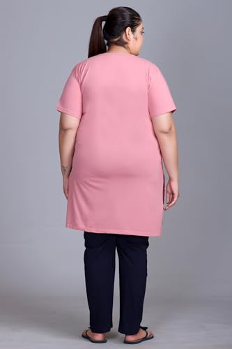Image of In Love Women's Plus Size Printed Cotton Night Suit Set Short Sleeve | Cotton fabric - soft night suit set for sleepwear and home comfort