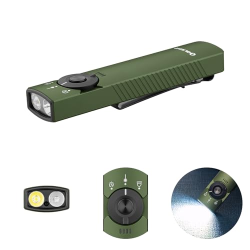 OLIGHT Arkfeld Pro 1300 Lumens EDC Rechargeable Flashlight with Green Beam, UV and White LED Combo,...