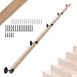 365CM/12FT Round Wooden Stair Handrail,Indoor Staircase Handrail,Wall Mount Support Stair Railings,Non-Slip Safety Corridor,Lofts,Patio,Guardrail Wood Hand Railings For Elderly,Children,Disable People