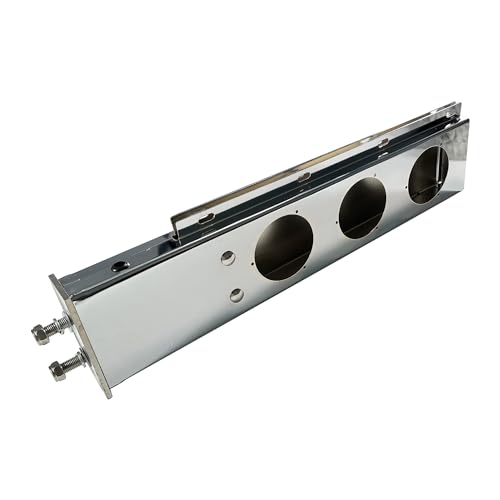 Image of New Stainless Steel 30 inch Mud Flap Hanger with Light Cutouts Spring Loaded 2-1 /2 inch Pattern Bolt Spacing Light Cutout 4 inch Length 30 inch for Freightliner Kenworth Peterbilt